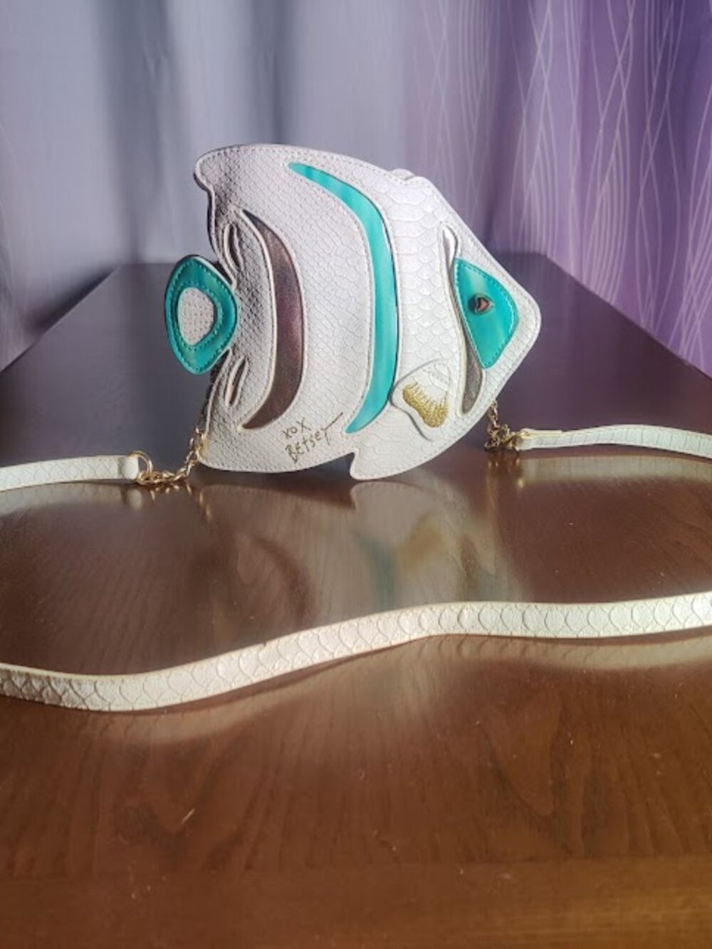 Betsey Johnson Plenty of Fish in the Sea Angel Crossbody Bag Purse Aqua Teal